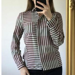 Topshop geometric stripe button up